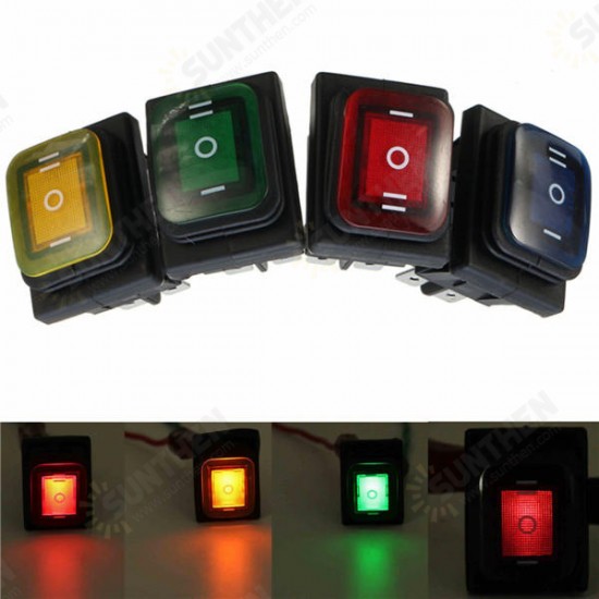 16A 12V Rocker Switch 3 Position 6 Pin Waterproof Car Rocker Switch With Lamp Light