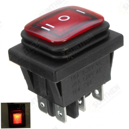 16A 12V Rocker Switch 3 Position 6 Pin Waterproof Car Rocker Switch With Lamp Light