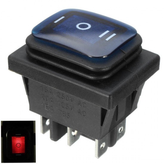 16A 12V Rocker Switch 3 Position 6 Pin Waterproof Car Rocker Switch With Lamp Light