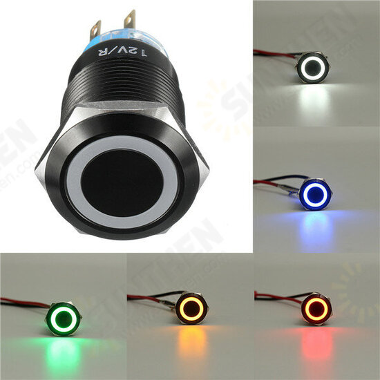 19mm 12V 5 Pin Led Light Metal Push Button Momentary Switch