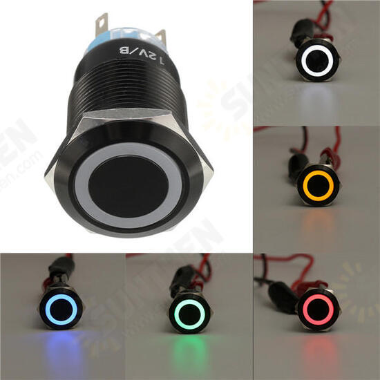 19mm 12V 5 Pin Led Light Metal Push Button Momentary Switch