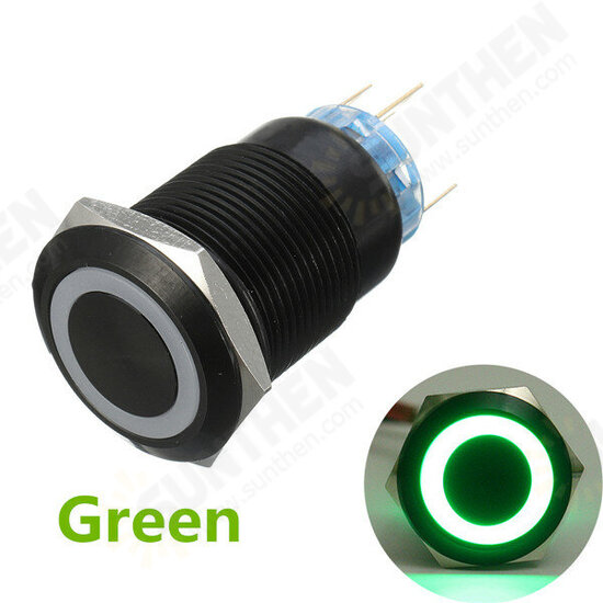 19mm 12V 5 Pin Led Light Metal Push Button Momentary Switch