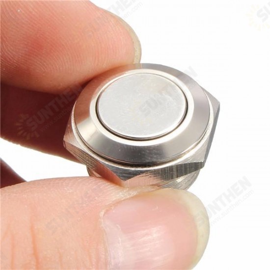 3A 250VAC 16mm Start Horn Button Metal Waterproof Push Button Switch Nickel Brass Button