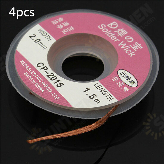 4pcs 1.5mx2mm Solder Wire Desoldering Braid Solder Remover Copper Wick Spool Wire Cable