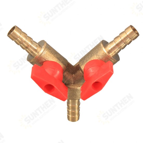 5/16 Inch Brass Y Shape 3 Way Shut off Ball Valve Fitting