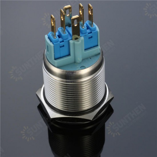 6 Pin 22mm 12V Led Light Metal Push Button Latching Switch