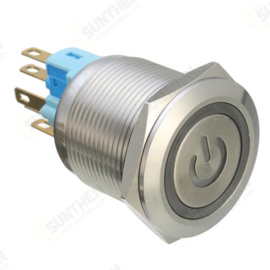 6 Pin 22mm 12V Led Light Metal Push Button Latching Switch