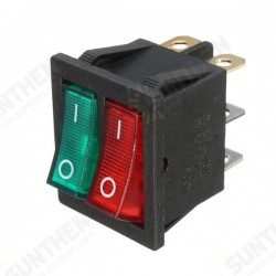 6 Pins Double SPST On/Off Rocker Boat Switch Red Green Light AC 250V/15A 125V/20A Switch 6 Pins Double SPST On/Off Rocker Boat Switch Red Green Light AC 250V/15A 125V/20A Switch