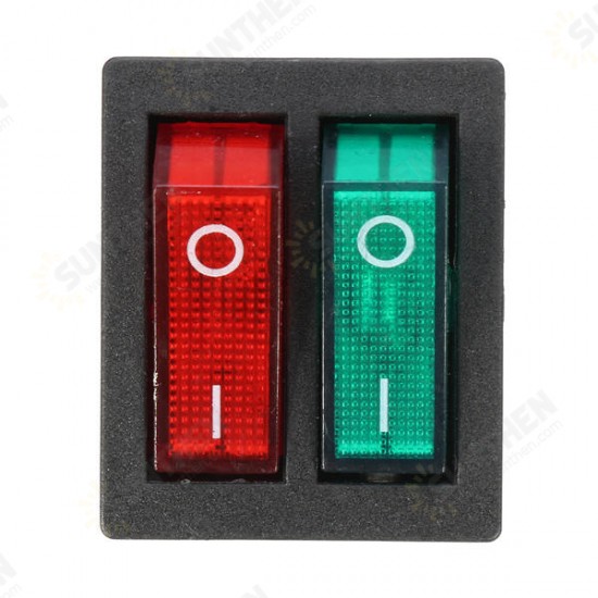 6 Pins Double SPST On/Off Rocker Boat Switch Red Green Light AC 250V/15A 125V/20A Switch