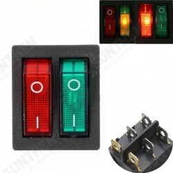 6 Pins Double SPST On/Off Rocker Boat Switch Red Green Light AC 250V/15A 125V/20A Switch 6 Pins Double SPST On/Off Rocker Boat Switch Red Green Light AC 250V/15A 125V/20A Switch