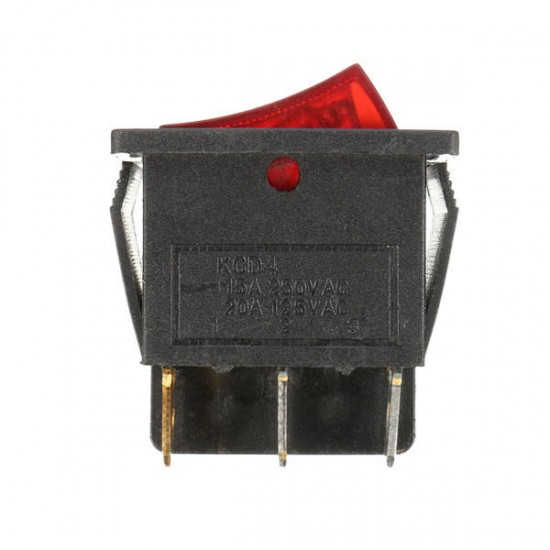 6 Pins Rocker Switch On/Off Double Red Light Toggle Double SPST Rocker Switch