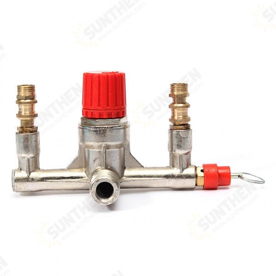 Air Compressor Double Outlet Tube Pressure Regulator Valve Fitting