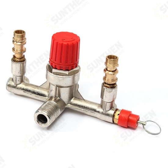 Air Compressor Double Outlet Tube Pressure Regulator Valve Fitting Air Compressor Double Outlet Tube Pressure Regulator Valve Fitting