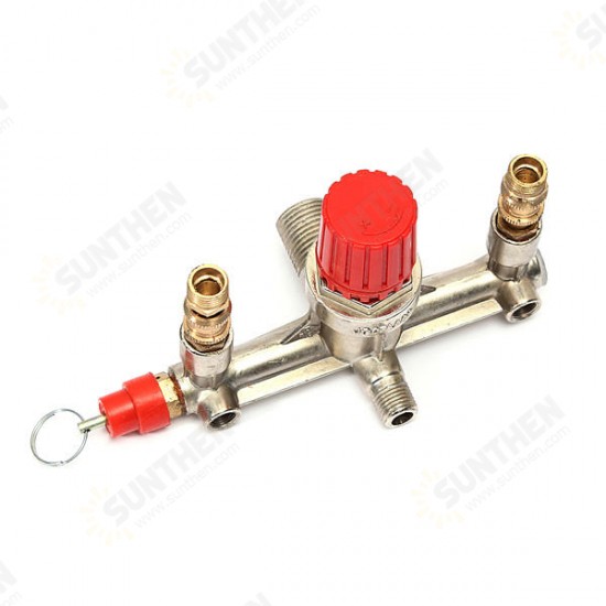 Air Compressor Double Outlet Tube Pressure Regulator Valve Fitting Air Compressor Double Outlet Tube Pressure Regulator Valve Fitting