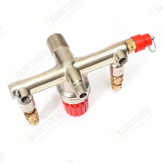 Air Compressor Double Outlet Tube Pressure Regulator Valve Fitting