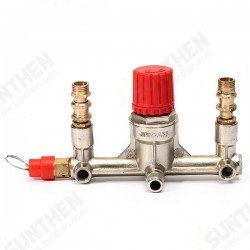 Air Compressor Double Outlet Tube Pressure Regulator Valve Fitting Air Compressor Double Outlet Tube Pressure Regulator Valve Fitting