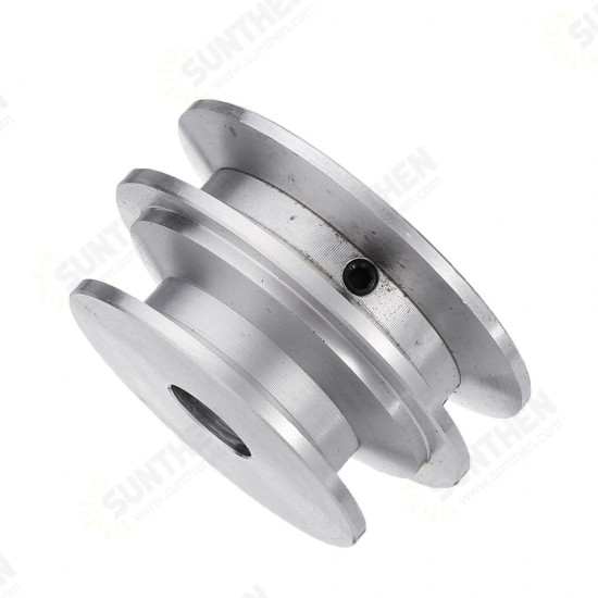 Aluminum Alloy Double Groove 60&50MM Pulley Wheel 8-20MM Fixed Bore Pulley for Motor Shaft 10MM Belt