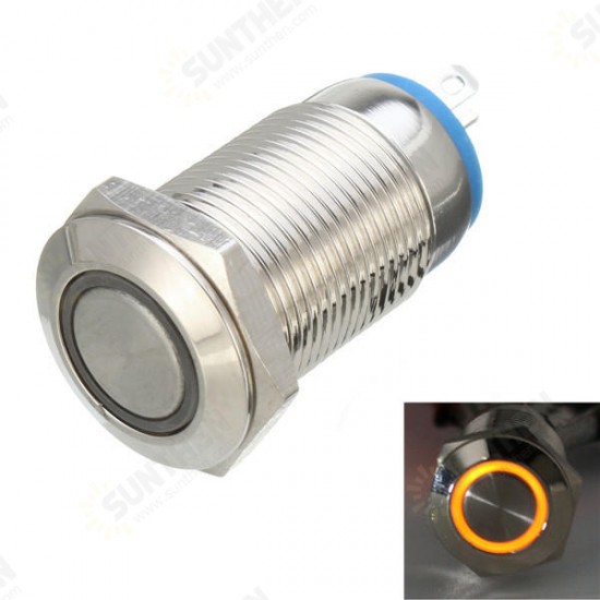 DC 12V 12mm Led Light Metal Push Button Latching Switch Waterproof Switch