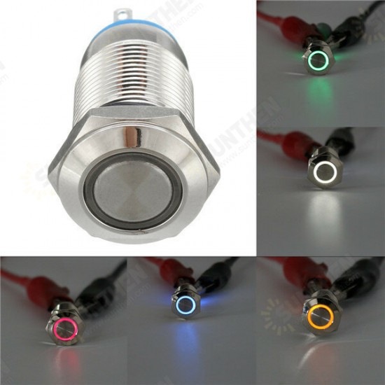 DC 12V 12mm Led Light Metal Push Button Latching Switch Waterproof Switch