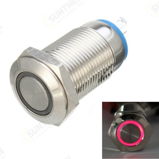 DC 12V 12mm Led Light Metal Push Button Latching Switch Waterproof Switch