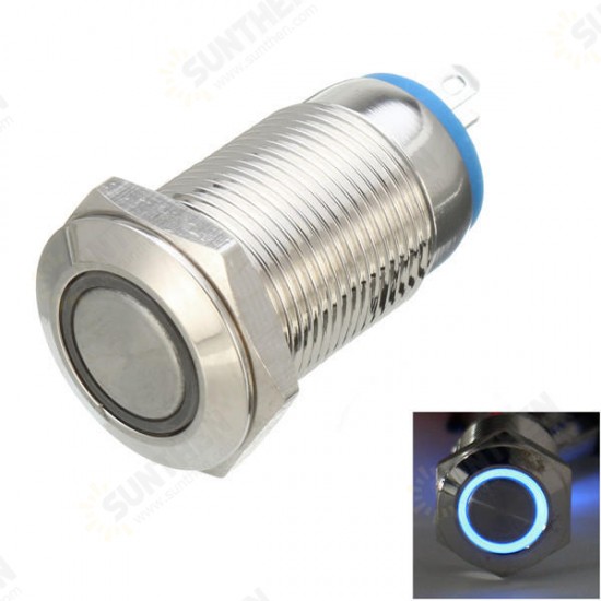 DC 12V 12mm Led Light Metal Push Button Latching Switch Waterproof Switch