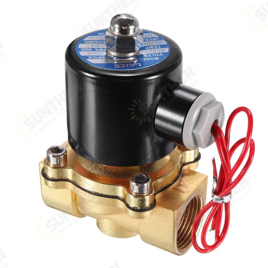 DN20 NPT 3/4 Brass Electric Solenoid Valve AC 220V/DC 12V/DC 24V Normally Closed Water Air Fuels Valve