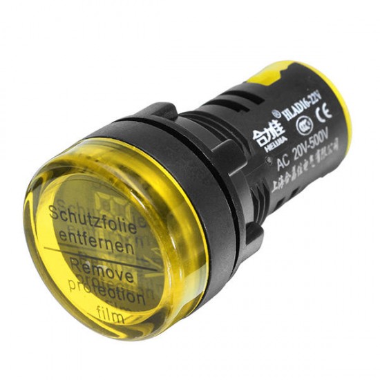 22mm AC 50-500V Yellow Digital AC Voltmeter Voltage Meter Gauge Digital Display Indicator