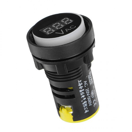 22mm AC 50-500V Yellow Digital AC Voltmeter Voltage Meter Gauge Digital Display Indicator