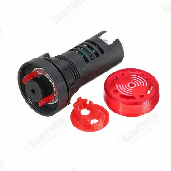 AD16-22SM AC 220V 22mm Indicator Light Signal Lamp Flash Buzzer Red