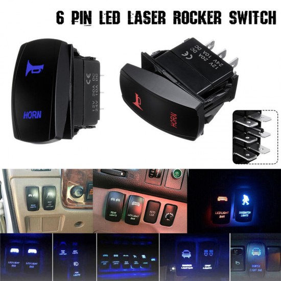 Rocker Switch LED Light Bar On-Off 6 Pins 12-24V Car Truck Boat 11 Sizes