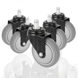 5Pcs 3 Inch 11 Pole Universal Rubber Caster Wheels for Swivel/Office/Gaming Chair