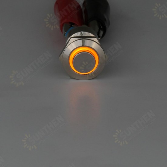 Silver 12mm LED Metal Push Button Latching Switch 4Pin Waterproof Push Button Switch