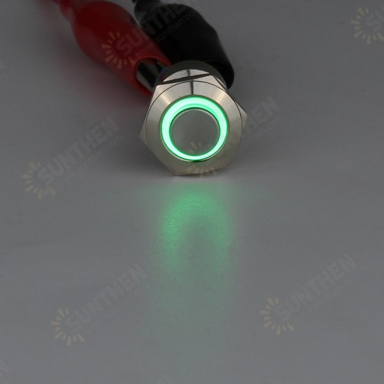 Silver 12mm LED Metal Push Button Latching Switch 4Pin Waterproof Push Button Switch