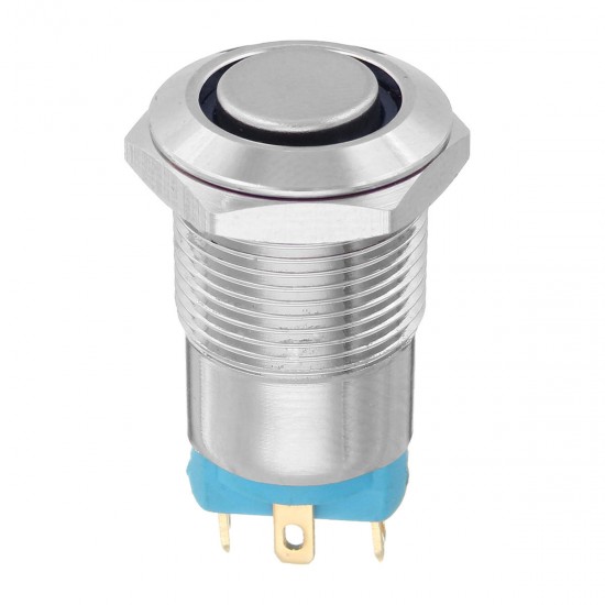 Silver 12mm LED Metal Push Button Latching Switch 4Pin Waterproof Push Button Switch