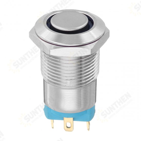 Silver 12mm LED Metal Push Button Latching Switch 4Pin Waterproof Push Button Switch