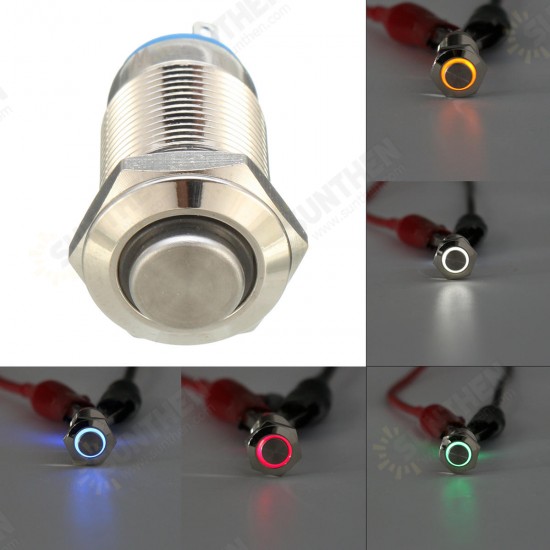 Silver 12mm LED Metal Push Button Latching Switch 4Pin Waterproof Push Button Switch