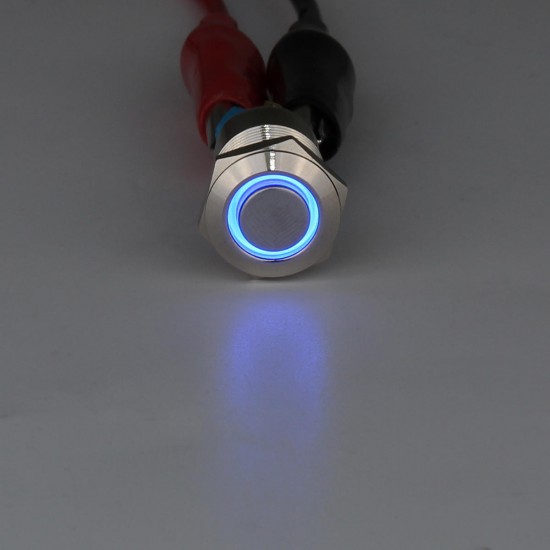 Silver 12mm LED Metal Push Button Latching Switch 4Pin Waterproof Push Button Switch