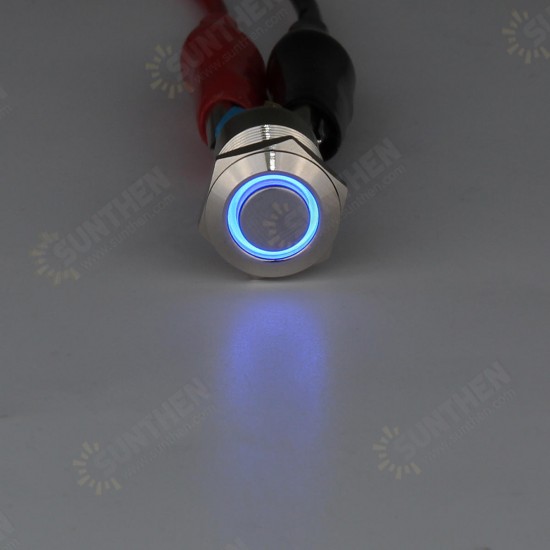 Silver 12mm LED Metal Push Button Latching Switch 4Pin Waterproof Push Button Switch