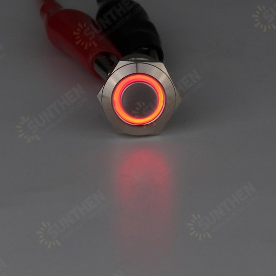 Silver 12mm LED Metal Push Button Latching Switch 4Pin Waterproof Push Button Switch