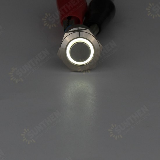 Silver 12mm LED Metal Push Button Latching Switch 4Pin Waterproof Push Button Switch