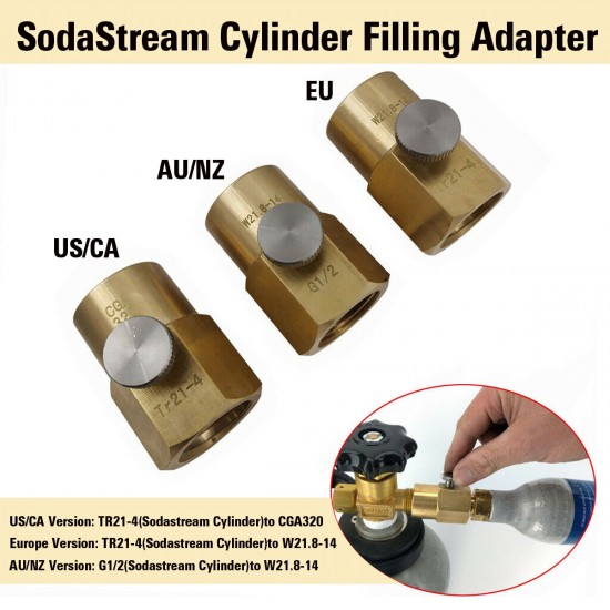Cylinder Refill Adapter + Bleed Valve + W21.8-14 /US CGA320 Connector