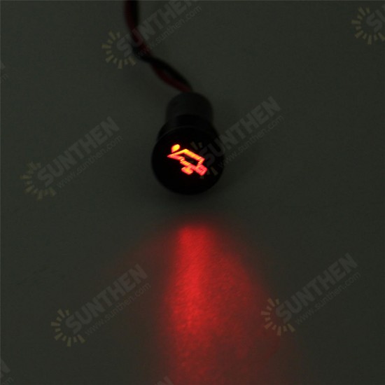 Universal 12V 14mm Waterproof LED Dash Panel Warning Light Metal Indicator Lamp