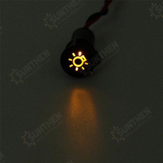 Universal 12V 24V 36V 12mm Waterproof LED Dash Panel Warning Light Metal Indicator Lamp