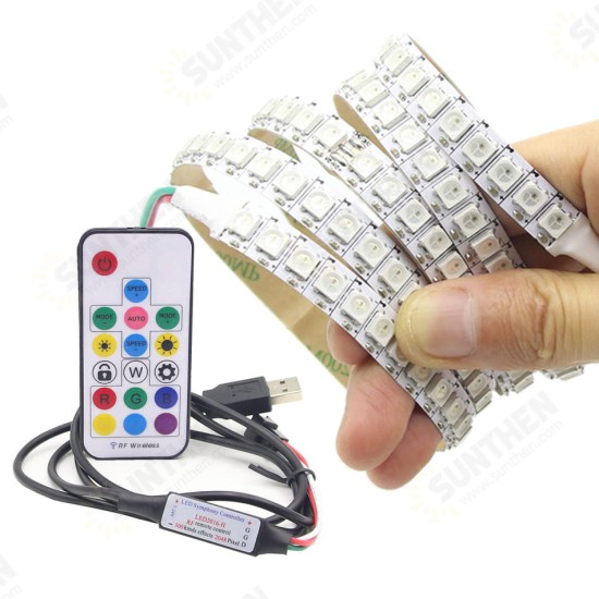 1M WS2812B Full Color Non-waterproof 144LEDs RGB Strip Light with 17 Keys Remote Control DC5V