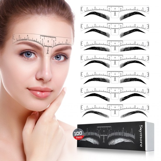 100PCS Eyebrow Stencil One-time Eyebrow Grooming Stencil Measure Ruler Brow Shaper Makeup Shaping Tool