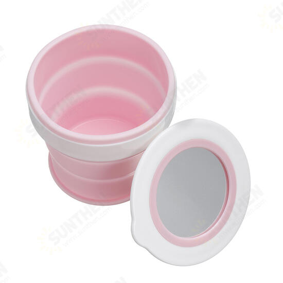 280ML Large-capacity Folding Water Cup Silicone Material with Makeup Mirrors