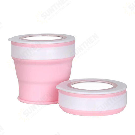 280ML Large-capacity Folding Water Cup Silicone Material with Makeup Mirrors