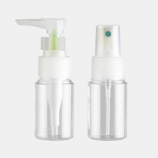 2Pcs 20ml Transparent Plastic Spray Bottle Set Squeeze Hose Bottle Lotion Moisturizing Cream Sub-bottle