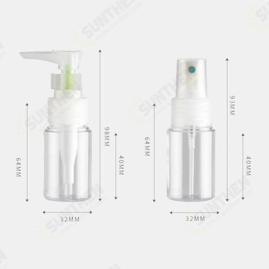 2Pcs 20ml Transparent Plastic Spray Bottle Set Squeeze Hose Bottle Lotion Moisturizing Cream Sub-bottle