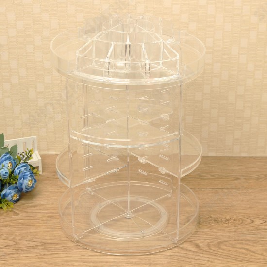 3 Tier Acrylic Cosmetic Makeup Jewelry 360° Rotating Storage Organizer Case 3 Tier Acrylic Cosmetic Makeup Jewelry 360° Rotating Storage Organizer Case